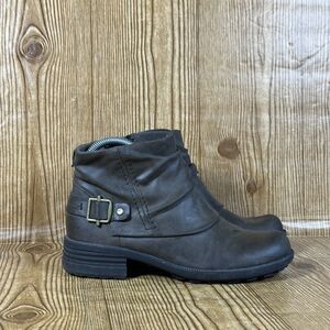 Earth Origins Pam Ankle Bootie Boots Women’s  Size 8.5 W Brown Side Zip‎